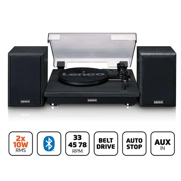 Lenco LS-100BK Bluetooth pladespiller med 2 højttalere