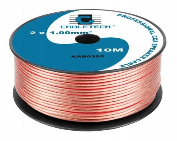 Cabletech kab0395 Läpinäkyvä kaiutinkaapeli 2x1mm 10m
