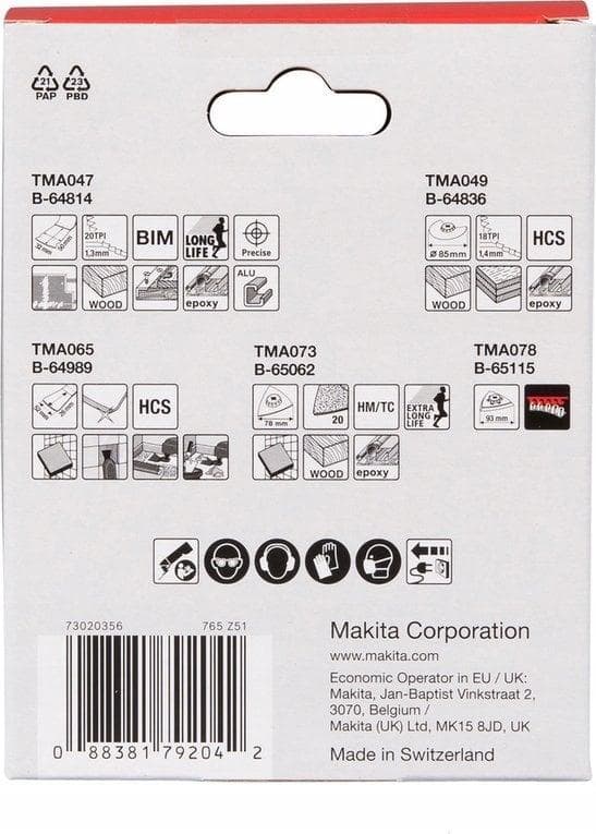 Makita e-16994 monitoimityökalun tarvikkeet 5 osaa