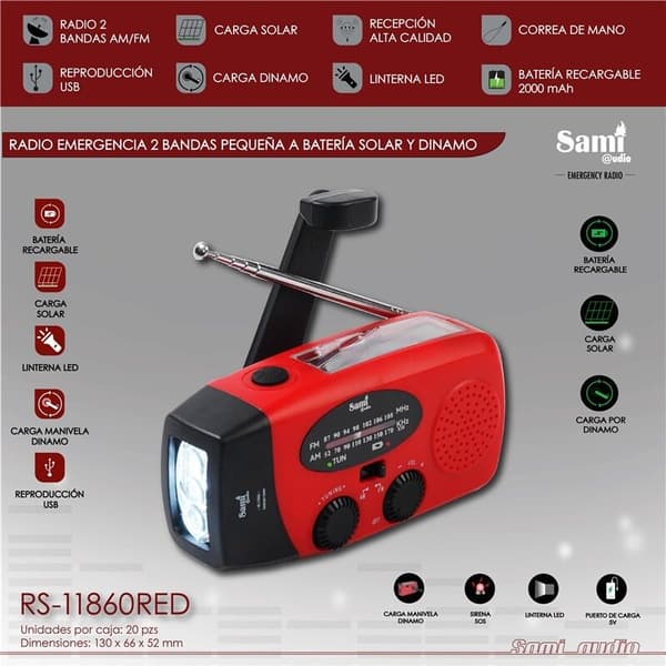 Sami Emergencia Hätäradio akulla, auringolla ja dynamosysteemillä