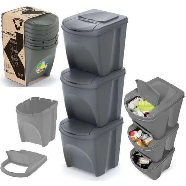 Prosperplast Sortibox jäteastiat 3x25L harmaa