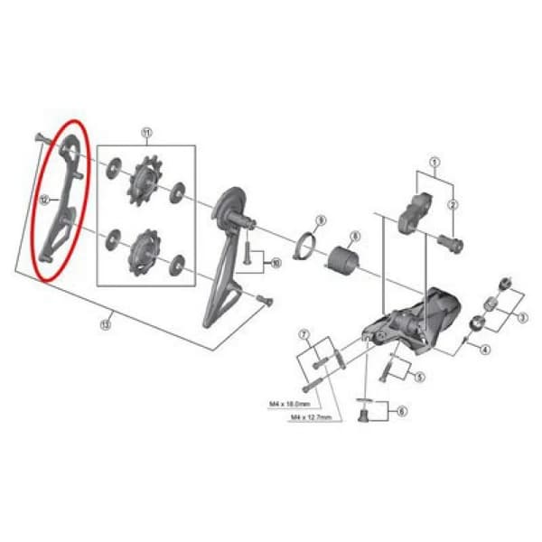 Shimano r9100 ss indre cage plade Sort