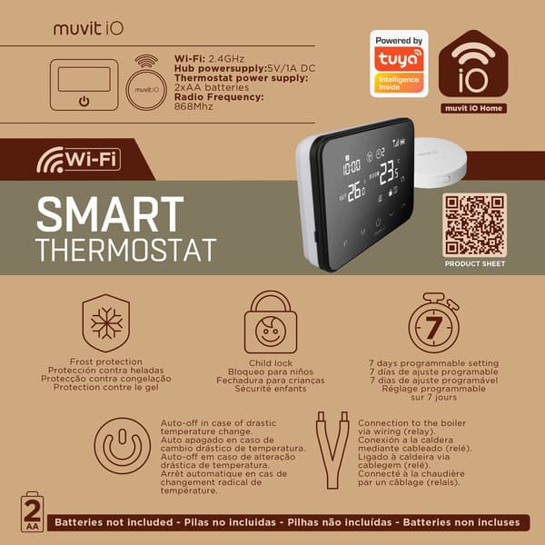 Muvit miosth001 smart termostat trådet sort