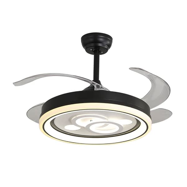 bel-air-home Dafne loftventilator sort med LED-belysning og retraktable blade