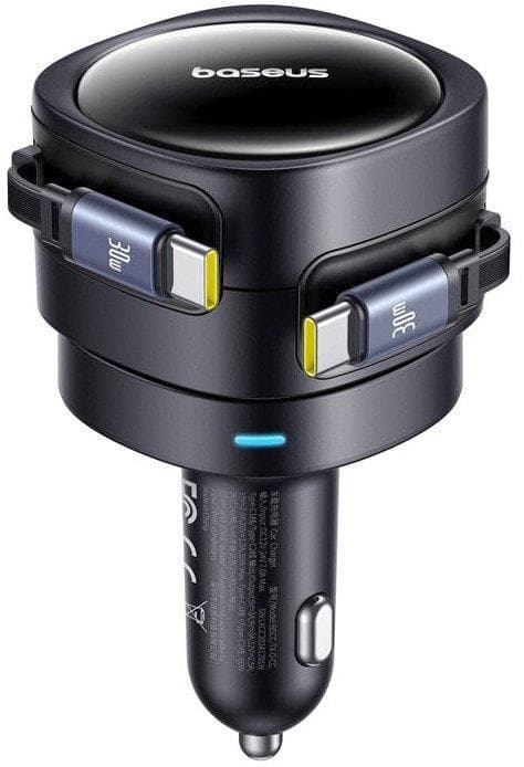 Baseus Enjoyment Max sort 60W biloplader med to USB-C kabler