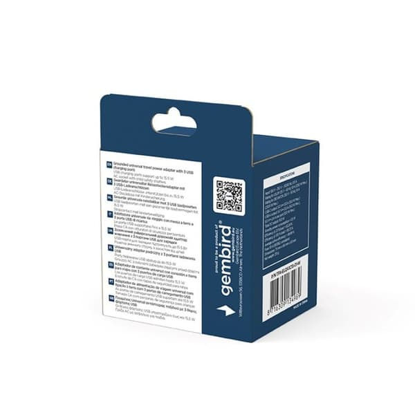 Gembird tpa-eu2a1c15-01-w rejseadapter hvid