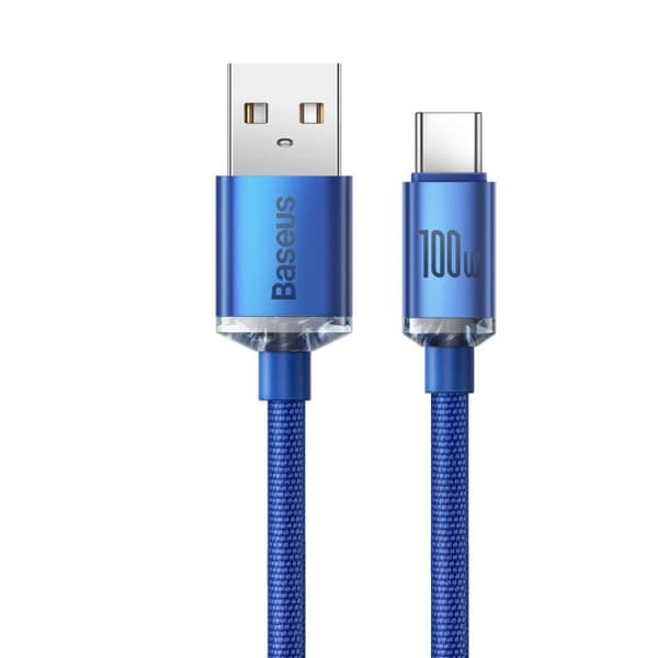 Baseus Crystal Shine USB-A til USB-C kabel 100W 2m Blå