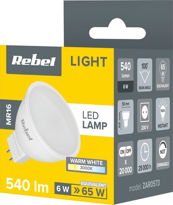 rebel-light MR16 LED-lamppu 6W 3000K