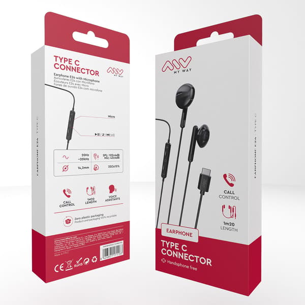 Myway e24 USB-C kuulokkeet musta