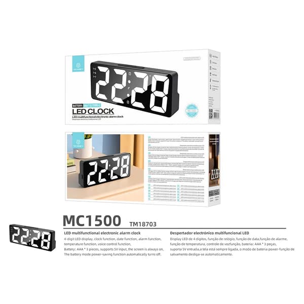 Techancy Mc1500 Clear LED väckarklocka