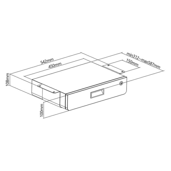 Mac-Lean MC-461 Ergonomisk under skrivbord låsbar låda