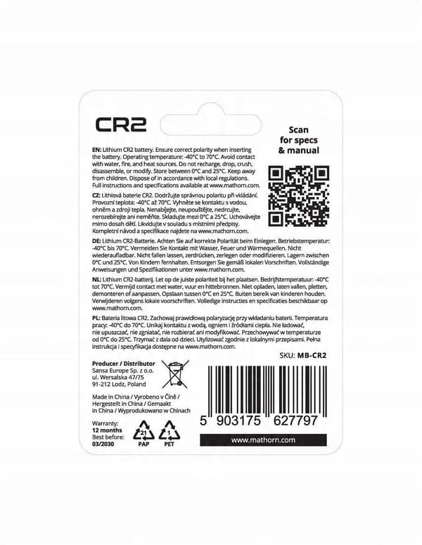 Energizer Mathorn Ultimate CR2 1000mAh, 3 V, lithium-mangan