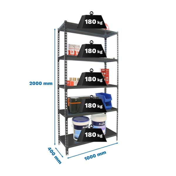 Simonrack SIMONCLICK PLUS antracite 180 kg 5 hyllor