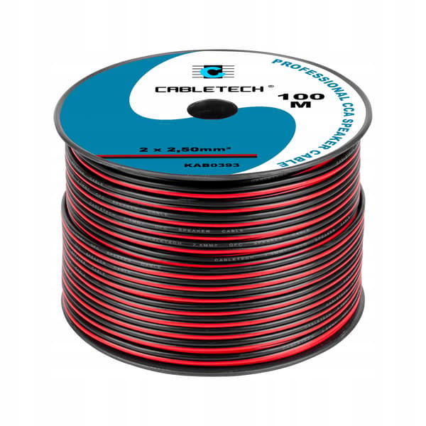 Cabletech cca 2.5mm højttalerkabel sort-rød 100m