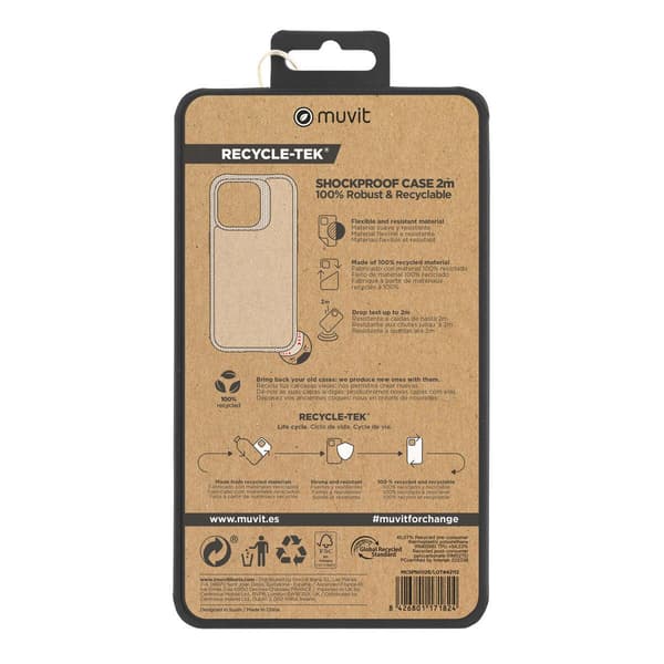 Muvit Recycletek transparent beskyttelse til iPhone 15 Pro Max