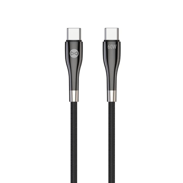 Forever Sleek USB-C kaapeli 60W 1m musta