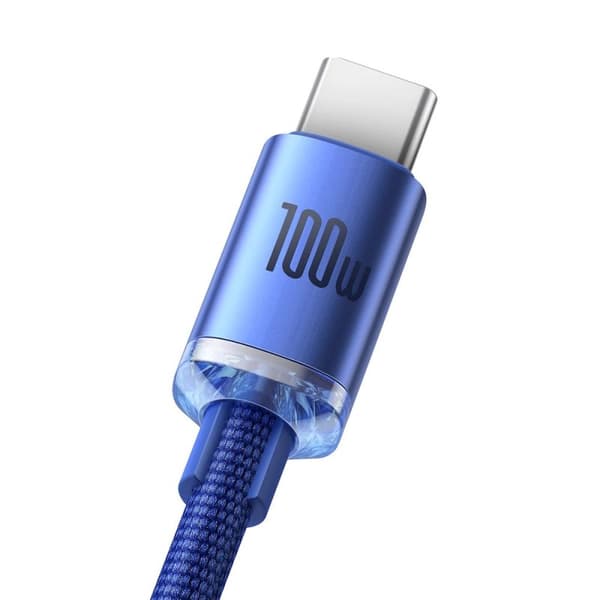 Baseus Crystal Shine USB-A til USB-C kabel 100W 2m Blå