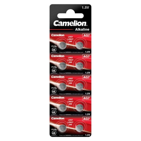 Camelion AG7 Alkaline Button Batteries 10-pack 1.5V 34mAh