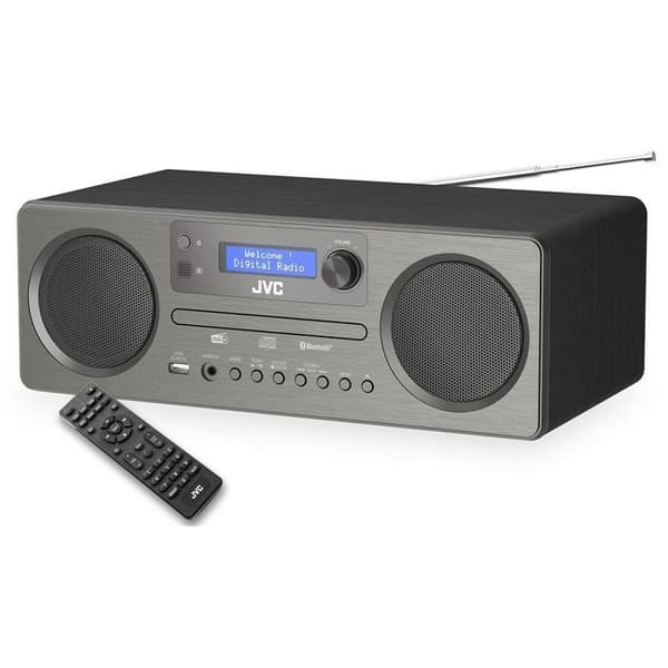 JVC RD-E861B-DAB Mini Hi-Fi med integrerad CD-spelare och Bluetooth 5.0, grå