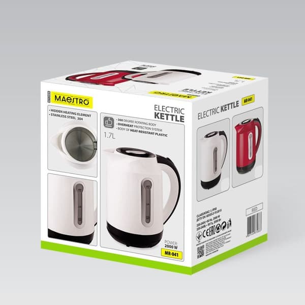 Maestro MR-041-White Elektrisk Kettle 1.7L 2000W