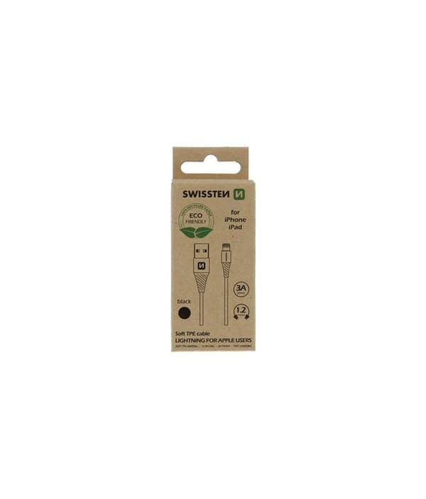 Swissten usb-a lightning-kaapeli 1.2m musta