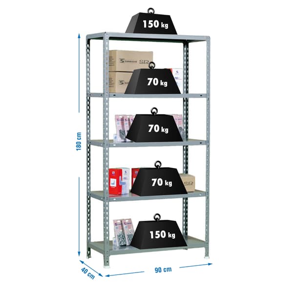 Simonrack Metalhylde grå 150 kg