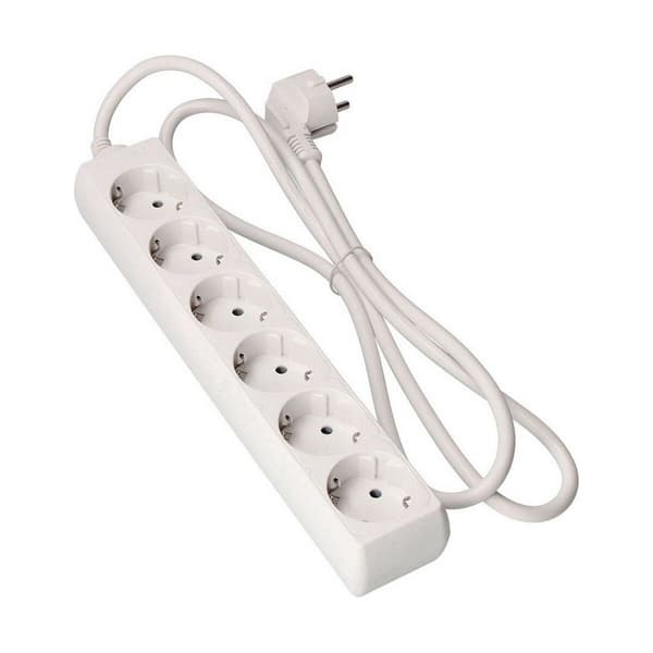 EDM 41006 6-stik strømskinne Hvid