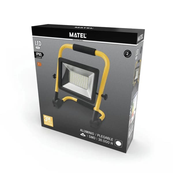Matel led projektor foldbar IP65 20W sort/gul