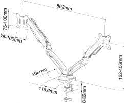 art L-13GD dobbeltmonitorstativ i sort metal