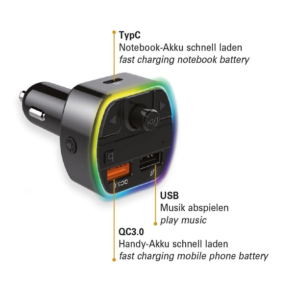 maxtrack mt2 FM Bluetooth handsfree bilkit med hurtig opladning QC3.0 PD20W