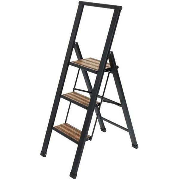Wenko 3-step folding ladder svart aluminium