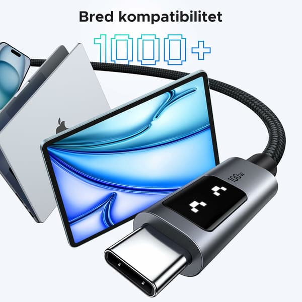 Ugreen uno USB-C kabel 100W svart 2m