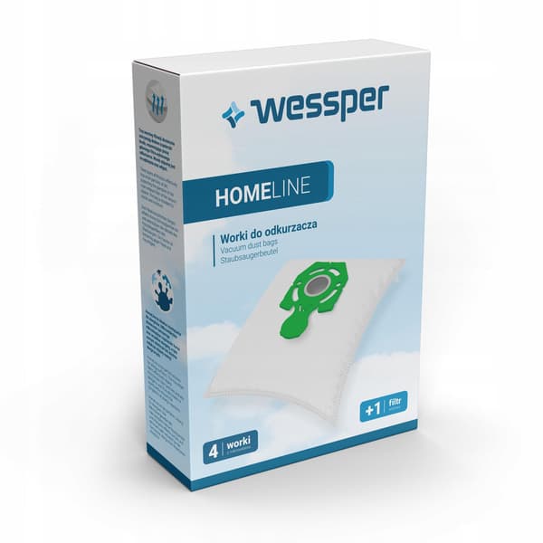 Wessper wes1003 syntetiska dammsugarpåsar 4-pack vit