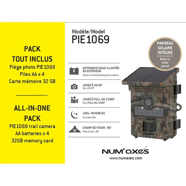 Numaxes pie1069 trailkamera 32MP med 4 AA-batterier