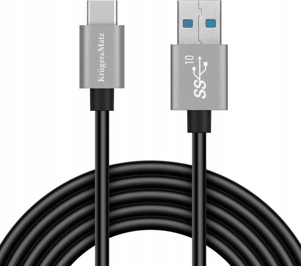 Kruger&Matz km1263 USB-kaapeli USB-A:sta USB-C:hen 1m 10Gbps