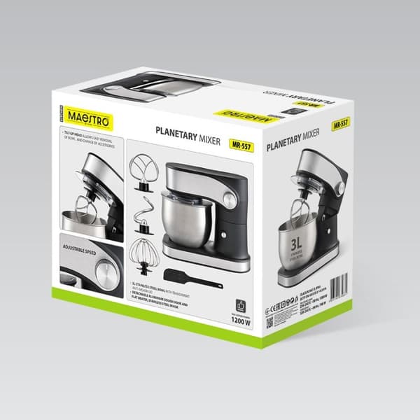 Maestro MR-557 Planetarisk Mixer 1200W 3L Sort