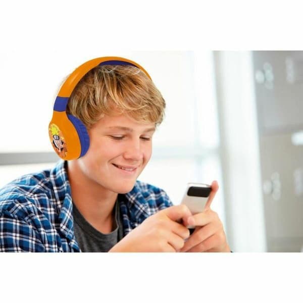 Lexibook Naruto orange hörlurar med Bluetooth och volymbegränsning 85 dB