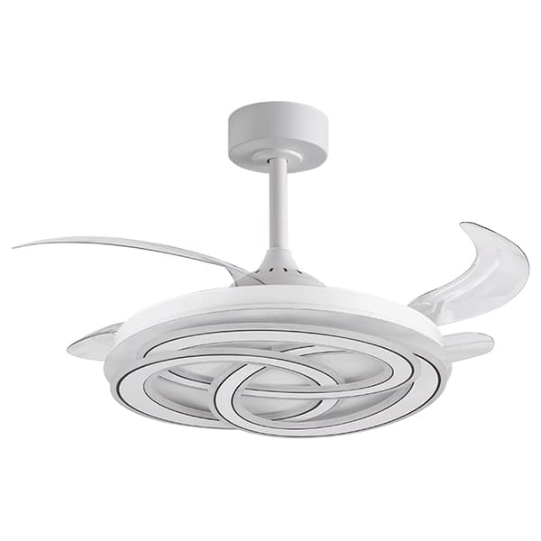 Bel Air Nudos loftventilator hvid 200W LED 4 retraktable blade