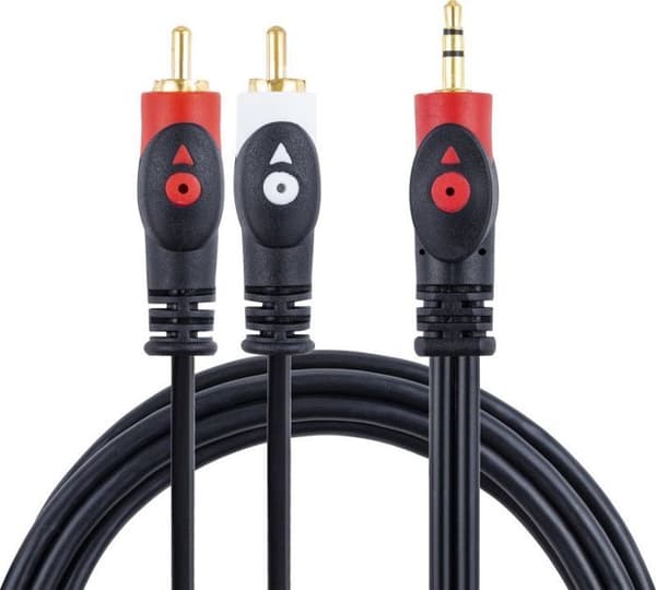 Libox lb0023 sort audio-video kabel 3.5mm til 2x RCA 3m