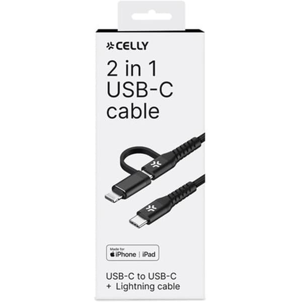 Protecton Celly Câble USB-C 2 m 60W avec Adaptateur Lightning