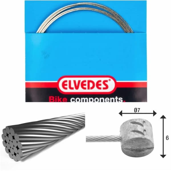 Elvedes 1x19 bremsekabel i rustfrit stål 2000mm