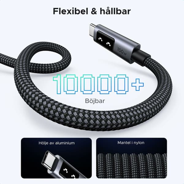 Ugreen uno USB-C kabel 100W svart 2m