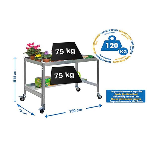 Simonrack desk mobile grå potting table