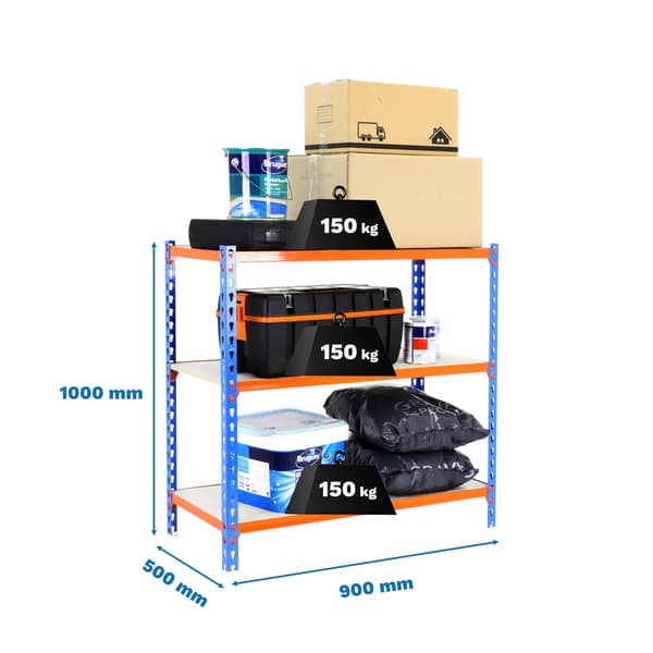 Simonrack Moderne hylde blå/orange, 450 kg