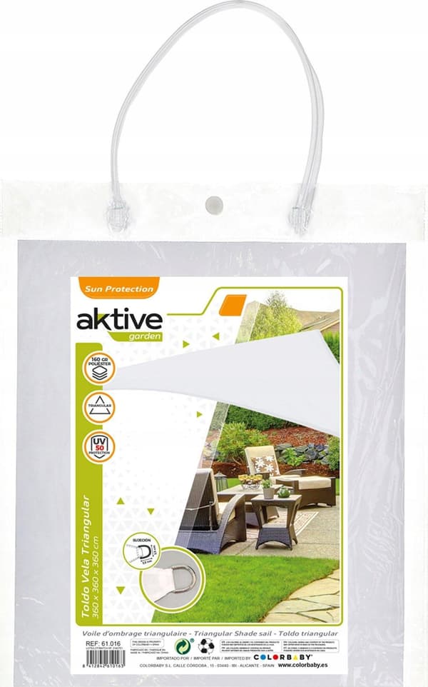 Aktive triangulær solsejl 360x360x360 cm hvid