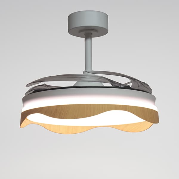 Interlusa Olas loftventilator hvid/natur 72W LED 4 retraktable blade