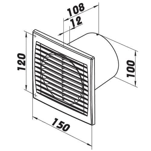 Vents 100s12v hvid badeværelsesventilator