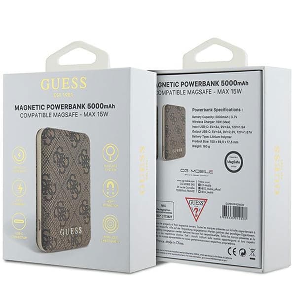 Guess model 4G powerbank 5000 mAh brun
