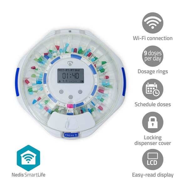 Nedis SmartLife Distributeur de pilules blanc