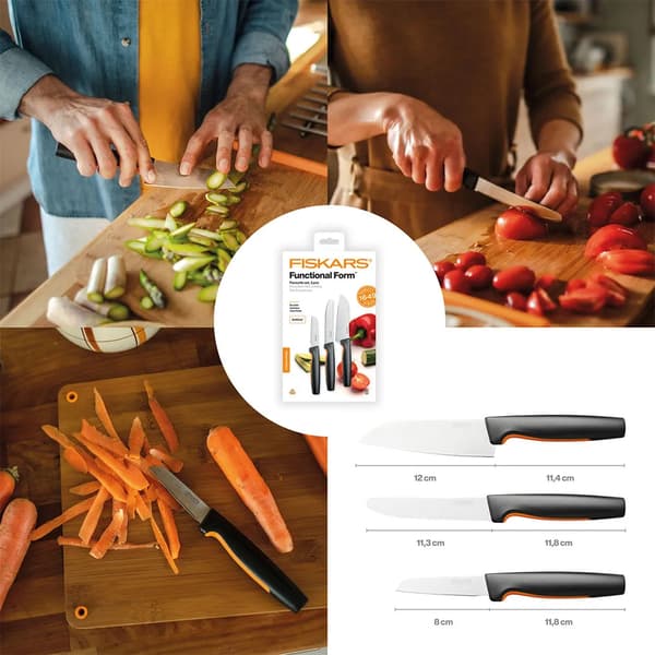 Fiskars Functional Form Kökknivset 3 delar Svart